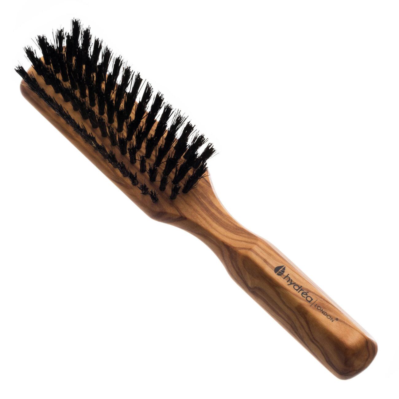 Premium Olive Wood Styling Hair Brush with Pure Boar Bristles – Smooth ...